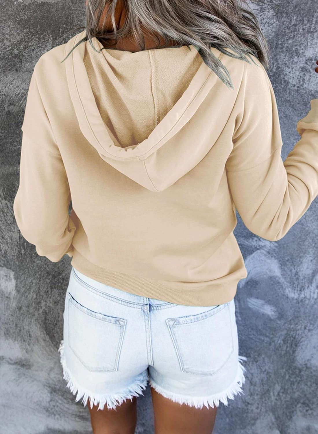 Women's Casual Hoodies Long Sleeve Solid Lightweight Pullover Tops Loose Sweatshirt with Pocket