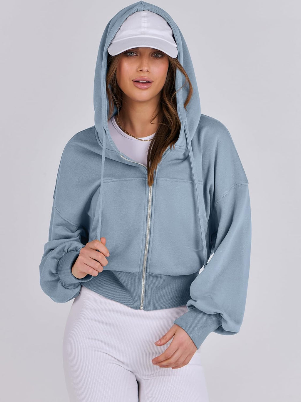 Womens Zip Up Hoodies Cropped Sweatshirts Casual Comfy Cute Zip Jackets Fashion Trendy Fall Outfits 2025 Y2K Clothes