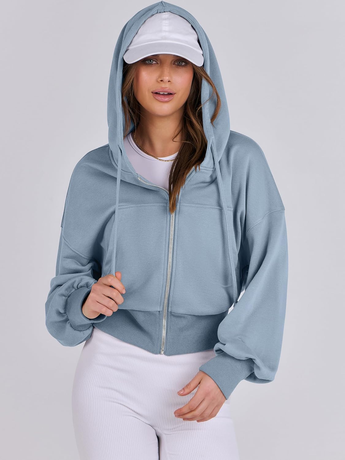 Womens Zip Up Hoodies Cropped Sweatshirts Casual Comfy Cute Zip Jackets Fashion Trendy Fall Outfits 2025 Y2K Clothes