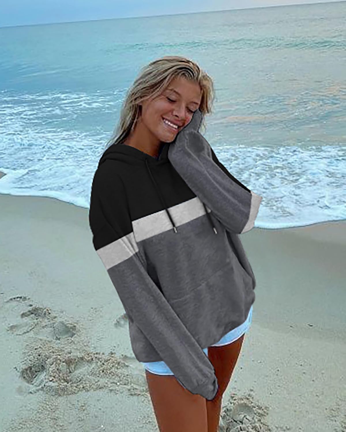 Women's Hoodies Long Sleeve Sweatshirts Drawstring Pullover Tops with Pocket Casual Loose Blouses Tunic