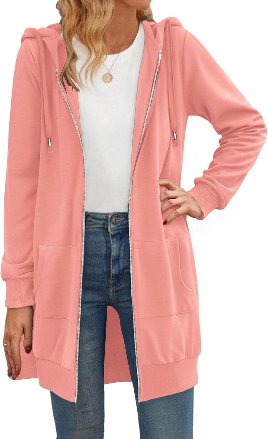 Zip Up Hoodies For Women Long Sleeve Oversized Sweatshirts Casual Lightweight Fleece Jackets With Pockets