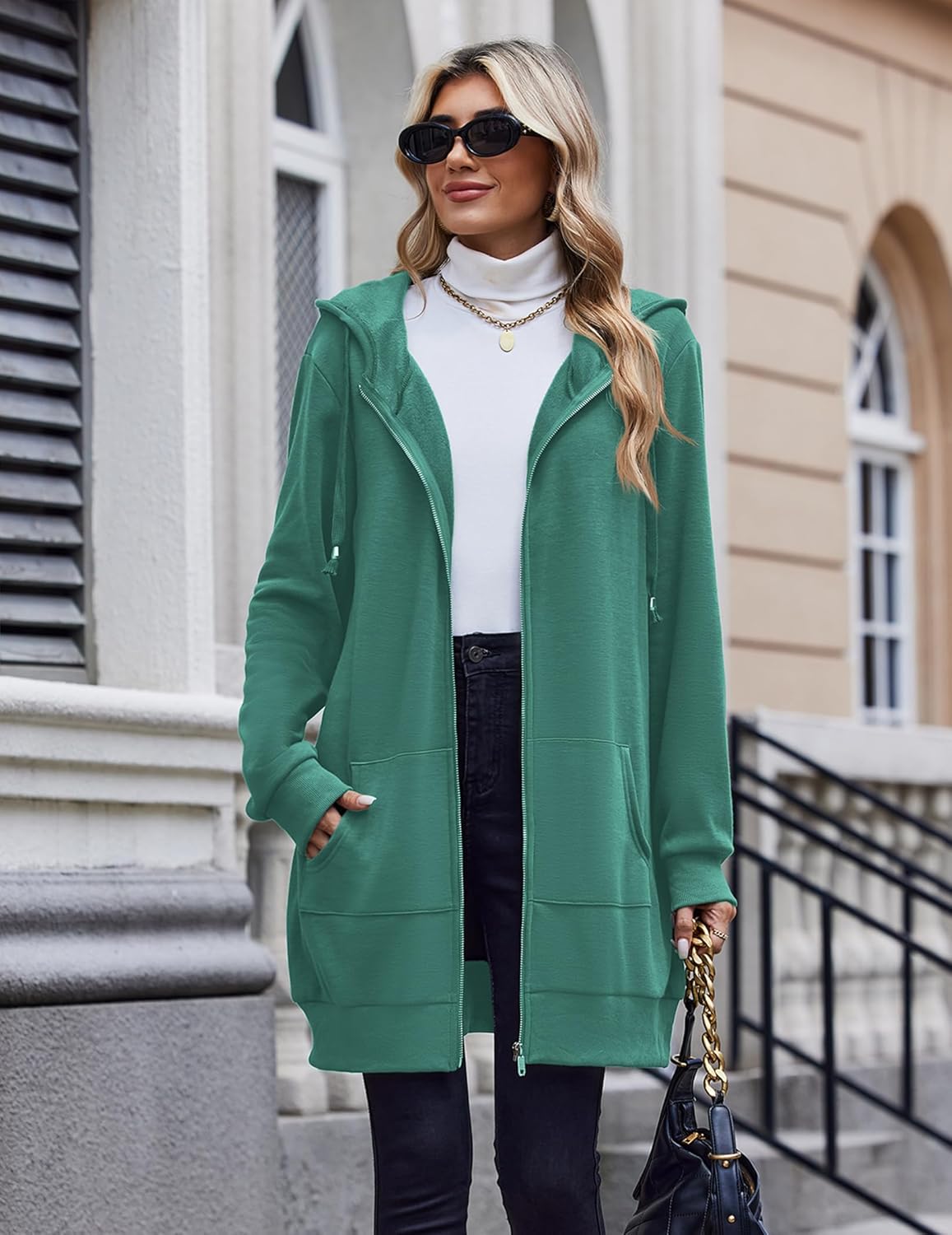 Zip Up Hoodies For Women Long Sleeve Oversized Sweatshirts Casual Lightweight Fleece Jackets With Pockets