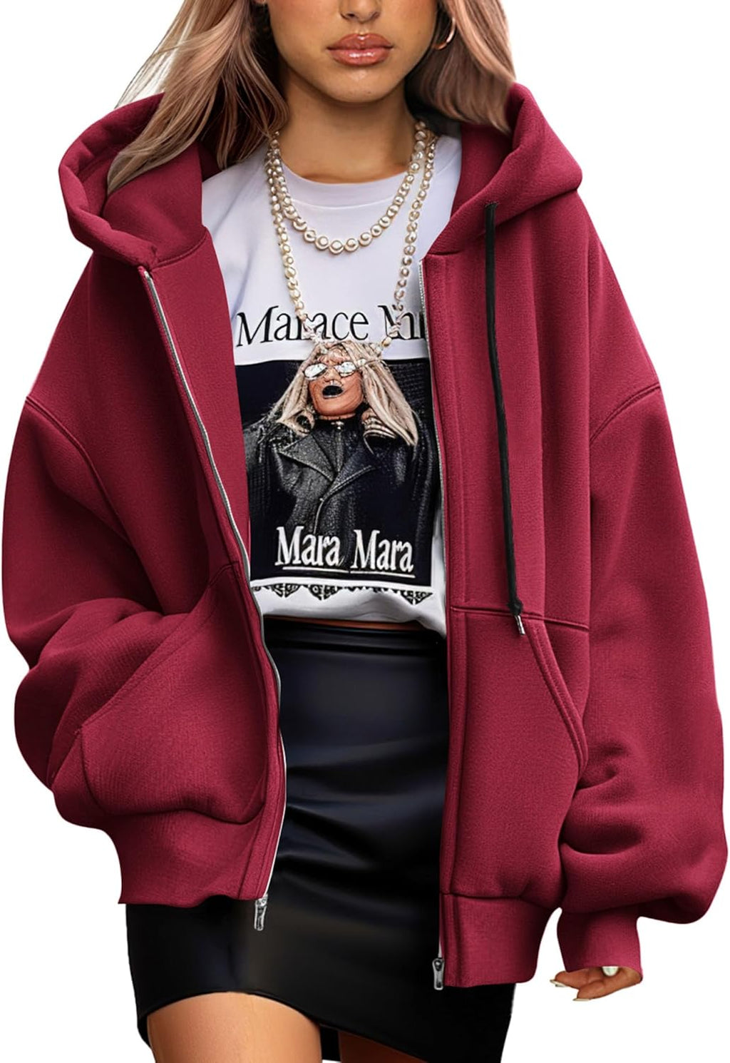 Women's 2025 Fall Oversized Hoodies Sweatshirt Long Sleeve Zip Up Pockets Loose Fit Y2K Winter Jackets Coat