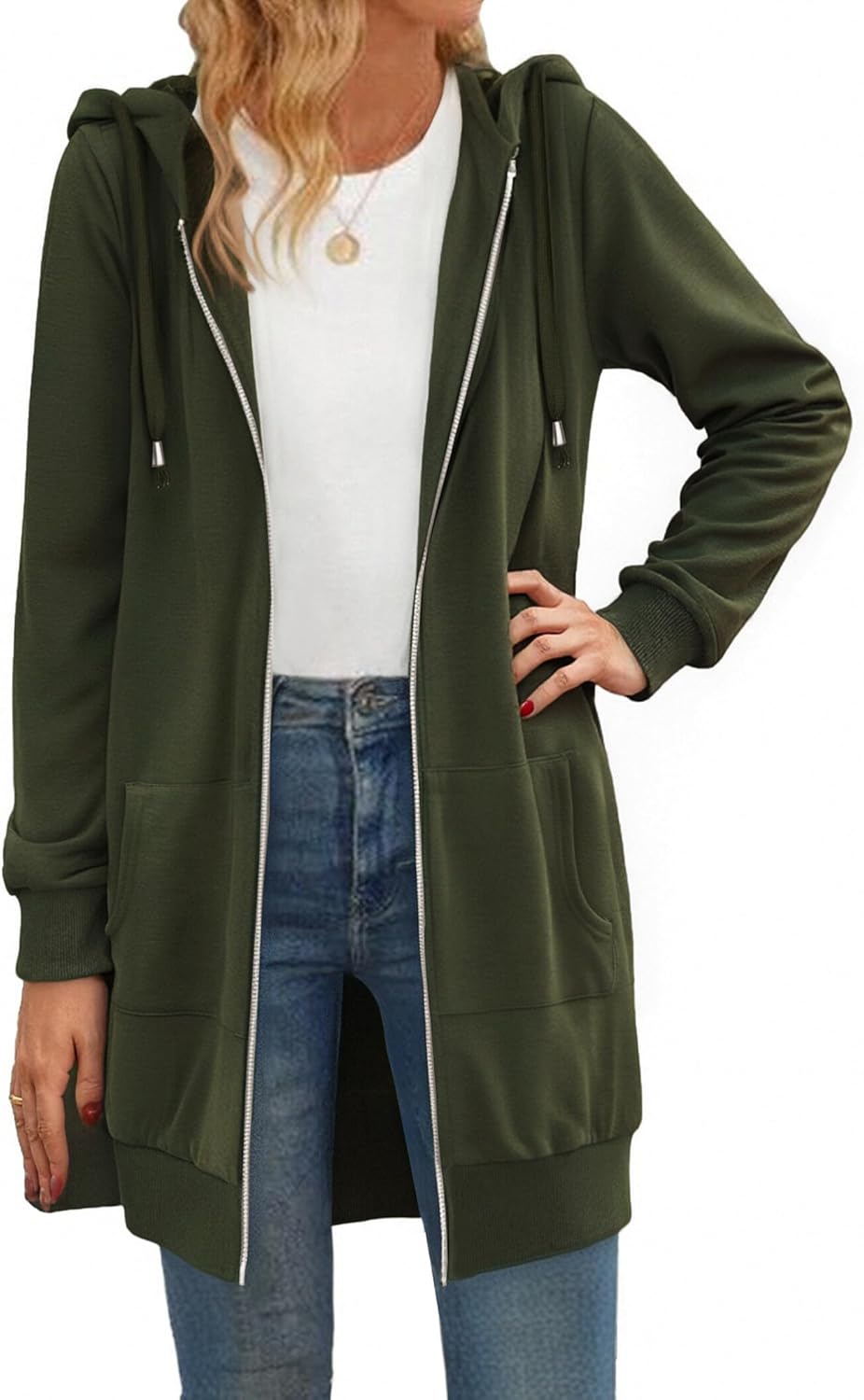 Zip Up Hoodies For Women Long Sleeve Oversized Sweatshirts Casual Lightweight Fleece Jackets With Pockets