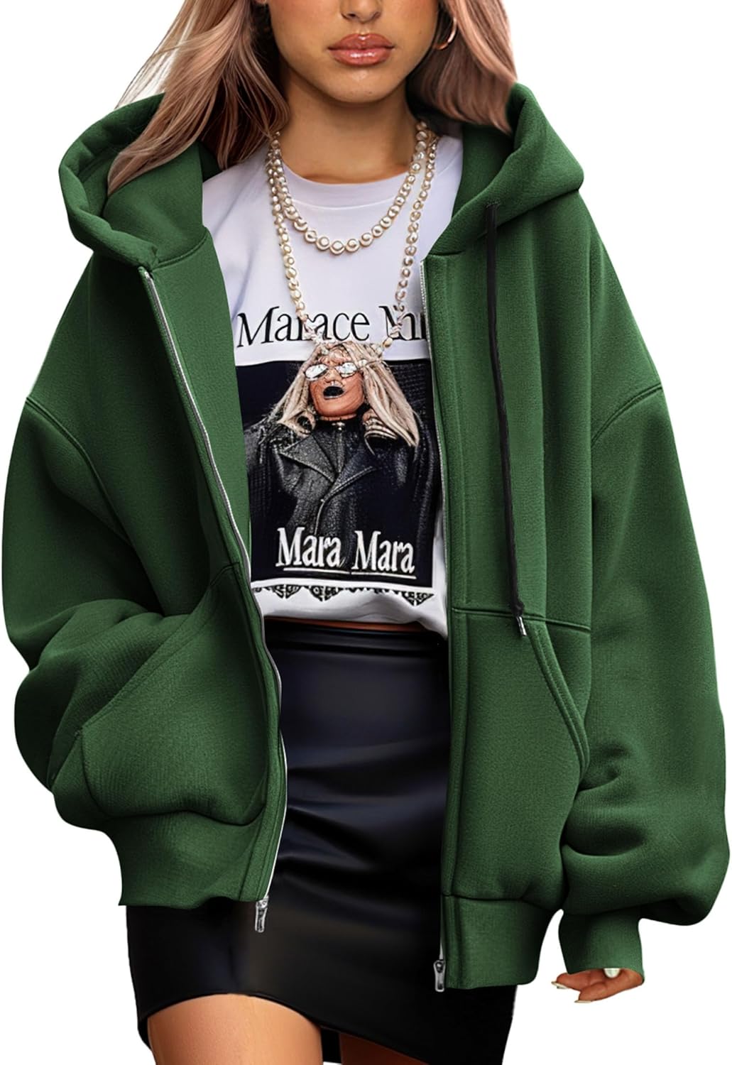 Women's 2025 Fall Oversized Hoodies Sweatshirt Long Sleeve Zip Up Pockets Loose Fit Y2K Winter Jackets Coat