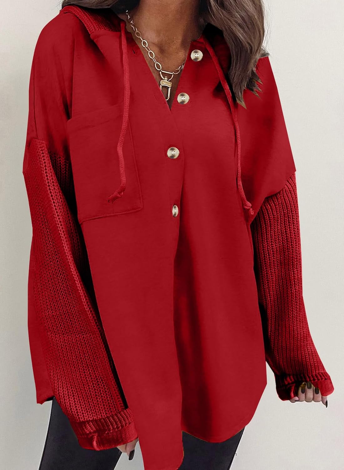 Oversized Sweatshirt for Women Loose Fit Casual Long Sleeve Button Hooded Sweatshirts Hoodies with Pocket