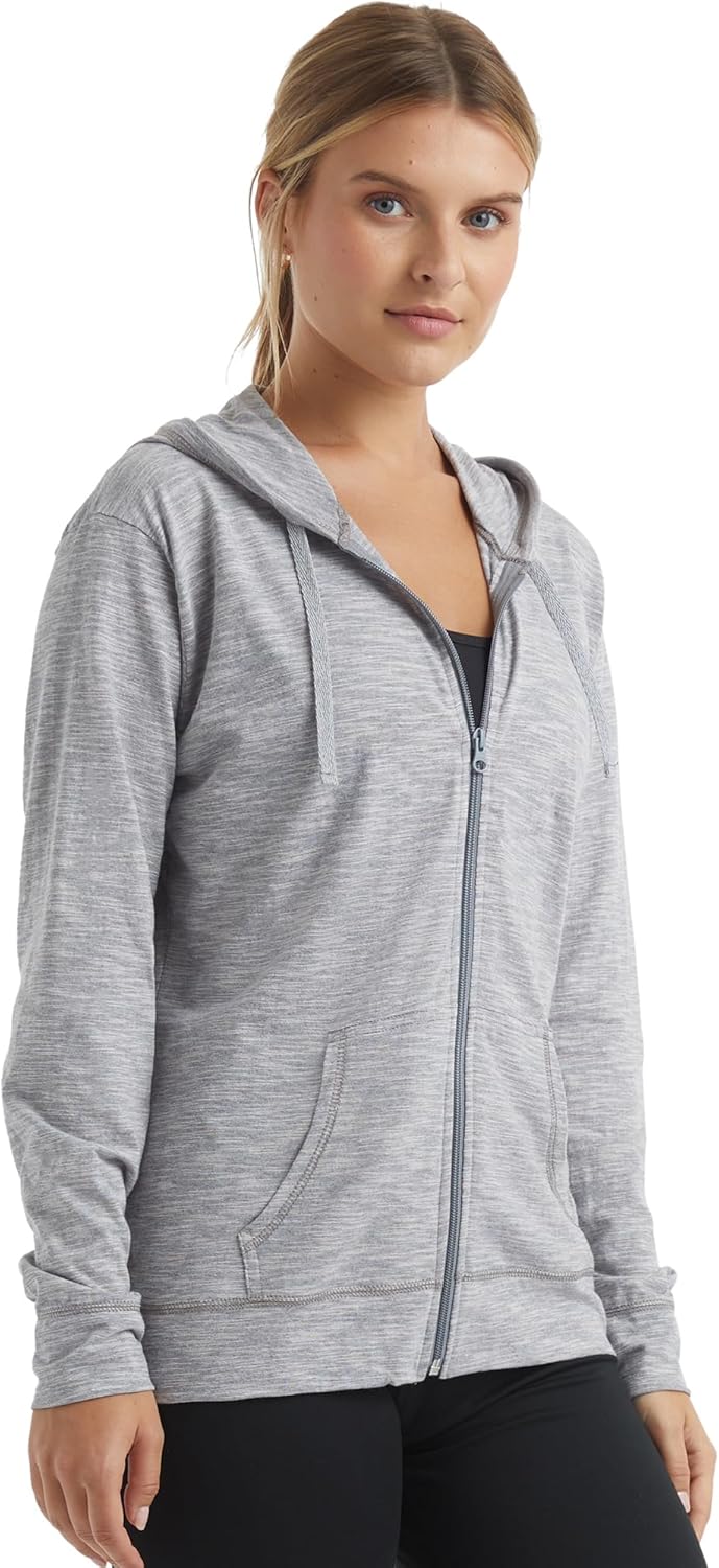 Women’s Slub Knit Full-Zip Hoodie, Textured Cotton Zip-Up T-Shirt Hoodie for Women