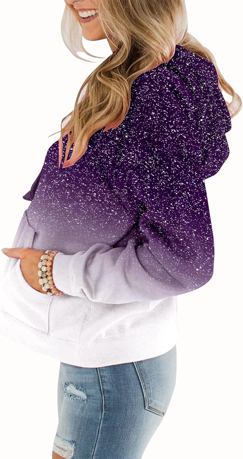 Womens Casual Hoodies Crew Neck Long Sleeve Sweatshirts with Pocket Lightweight Pullover Tops