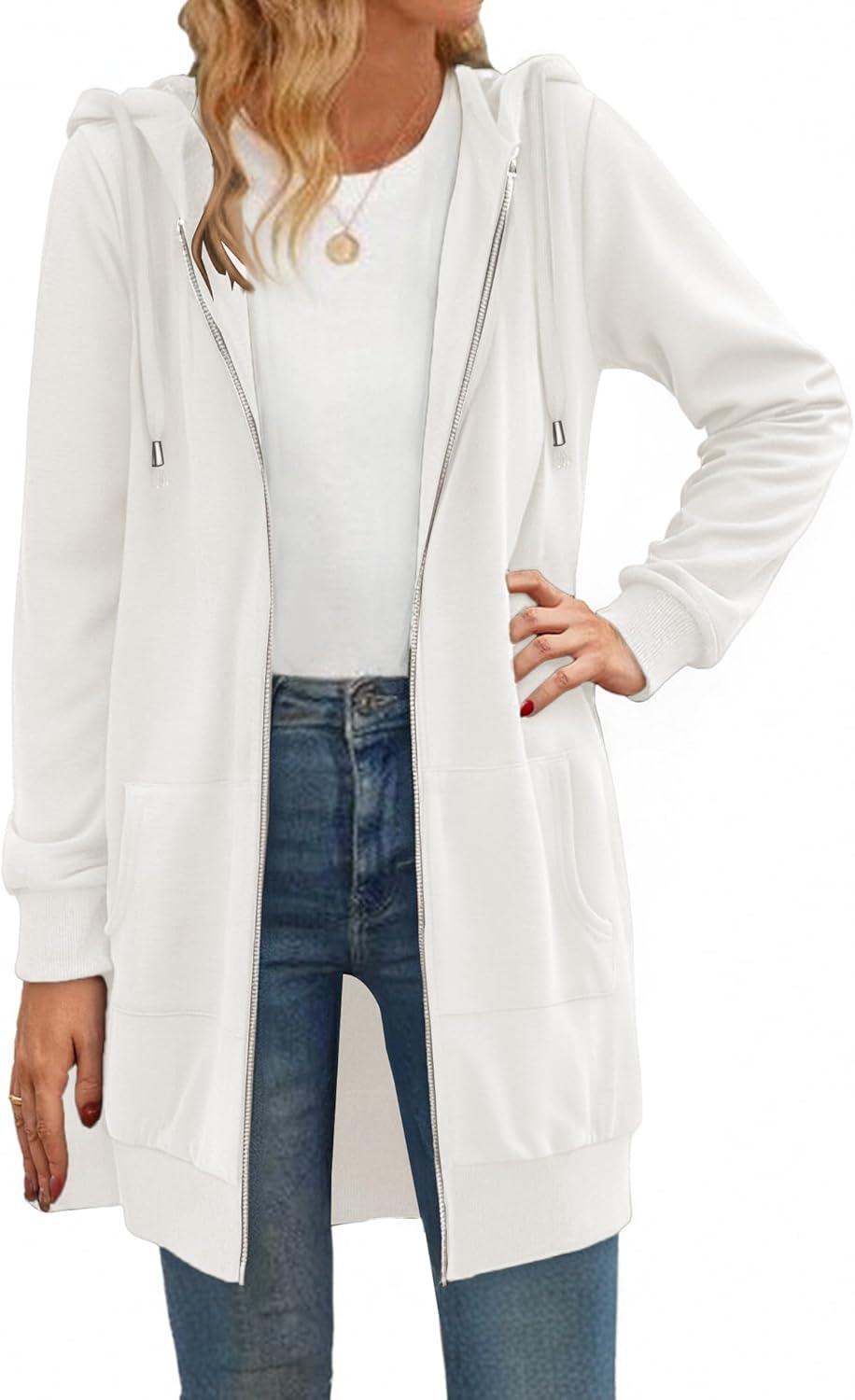 Zip Up Hoodies For Women Long Sleeve Oversized Sweatshirts Casual Lightweight Fleece Jackets With Pockets