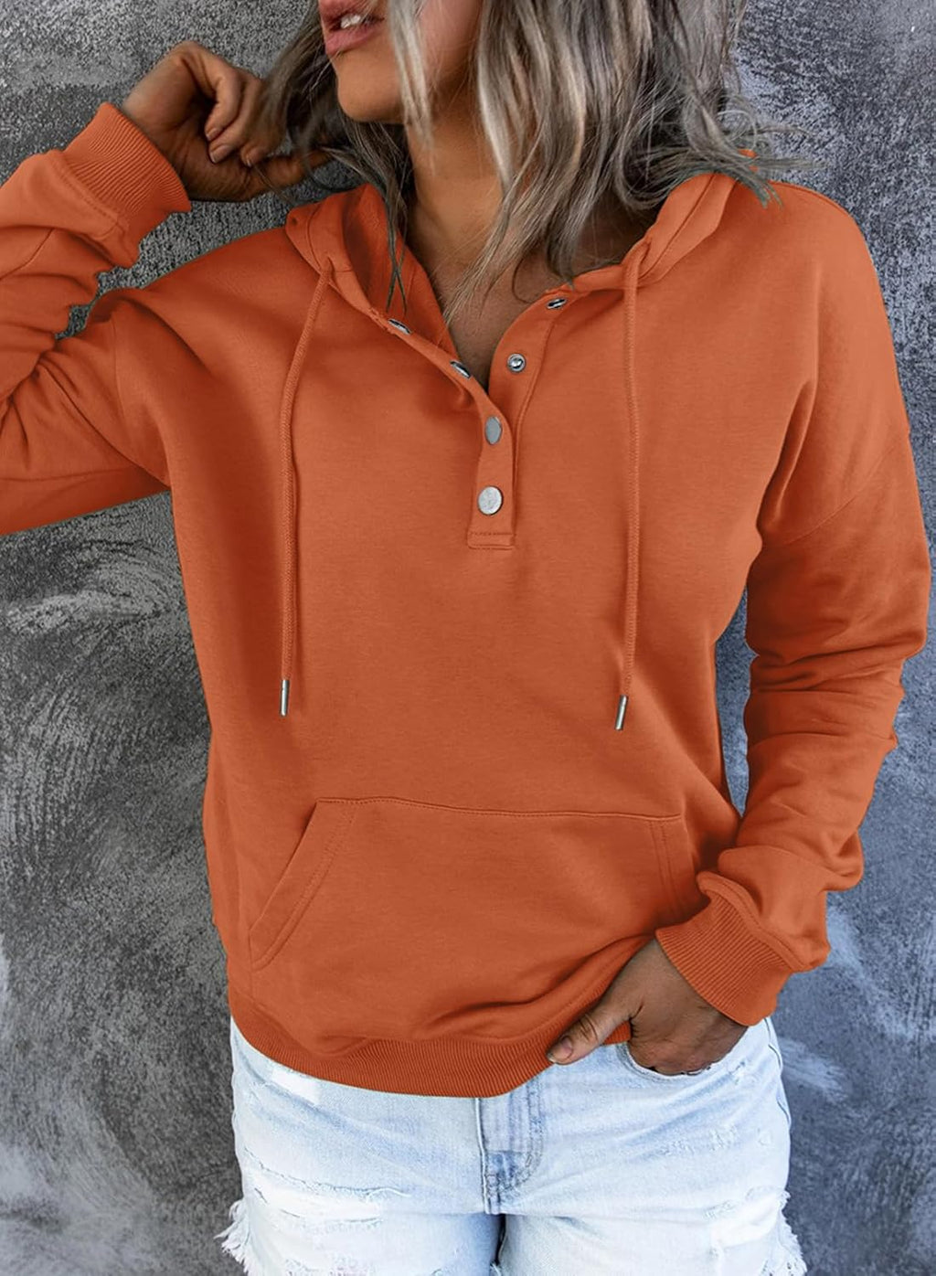 Women's Casual Hoodies Long Sleeve Solid Lightweight Pullover Tops Loose Sweatshirt with Pocket