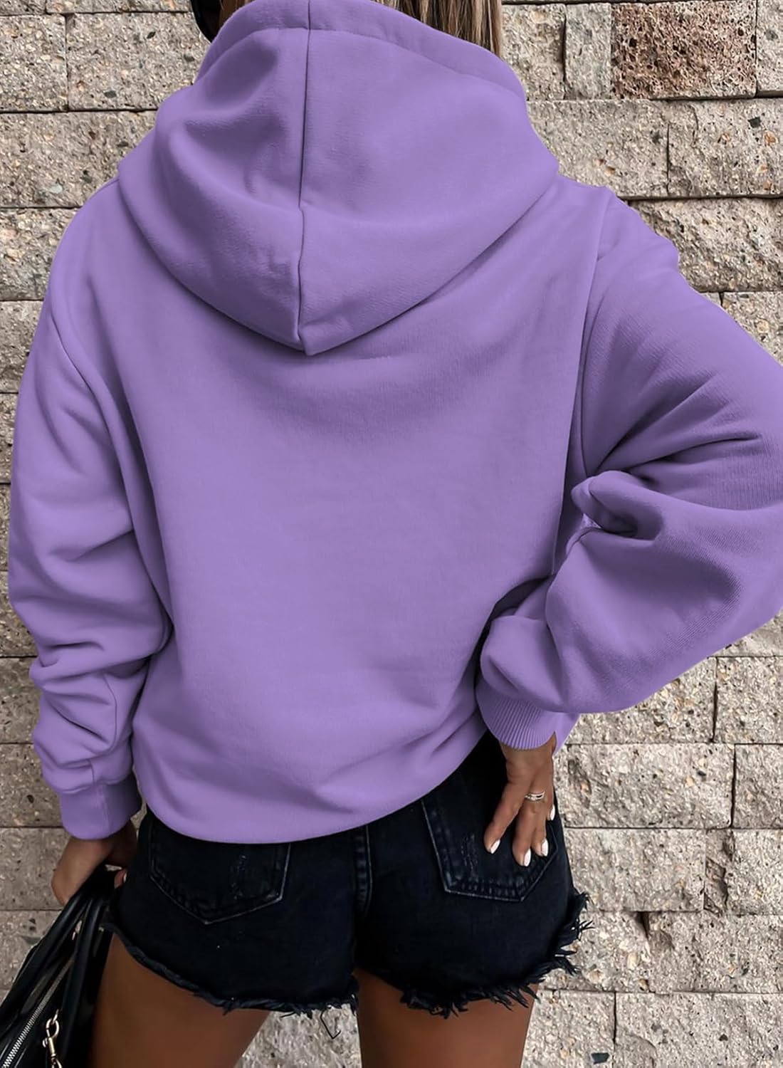 Women's Casual Hoodies Long Sleeve Solid Lightweight Pullover Tops Loose Sweatshirt with Pocket