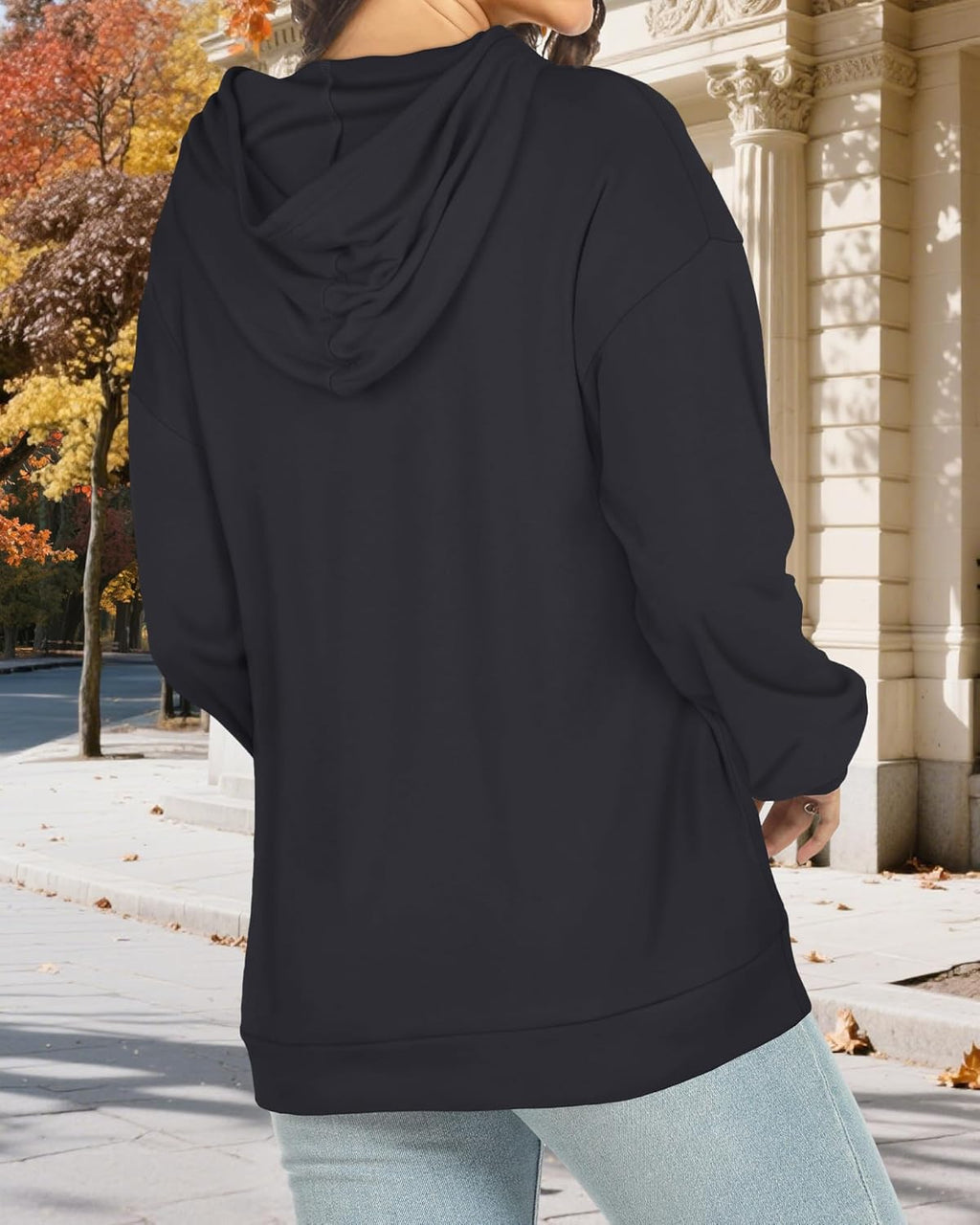 Women's Hoodies Long Sleeve Sweatshirts Drawstring Pullover Tops with Pocket Casual Loose Blouses Tunic