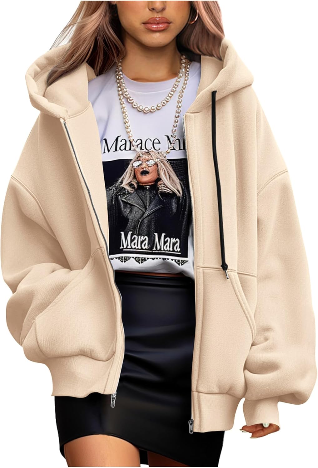 Women's 2025 Fall Oversized Hoodies Sweatshirt Long Sleeve Zip Up Pockets Loose Fit Y2K Winter Jackets Coat