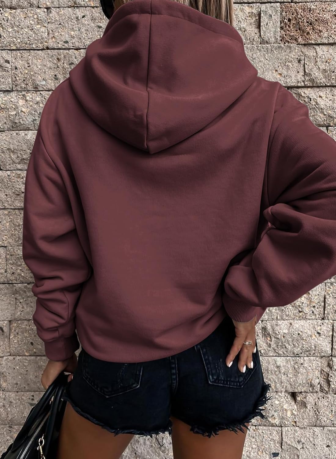 Women's Casual Hoodies Long Sleeve Solid Lightweight Pullover Tops Loose Sweatshirt with Pocket