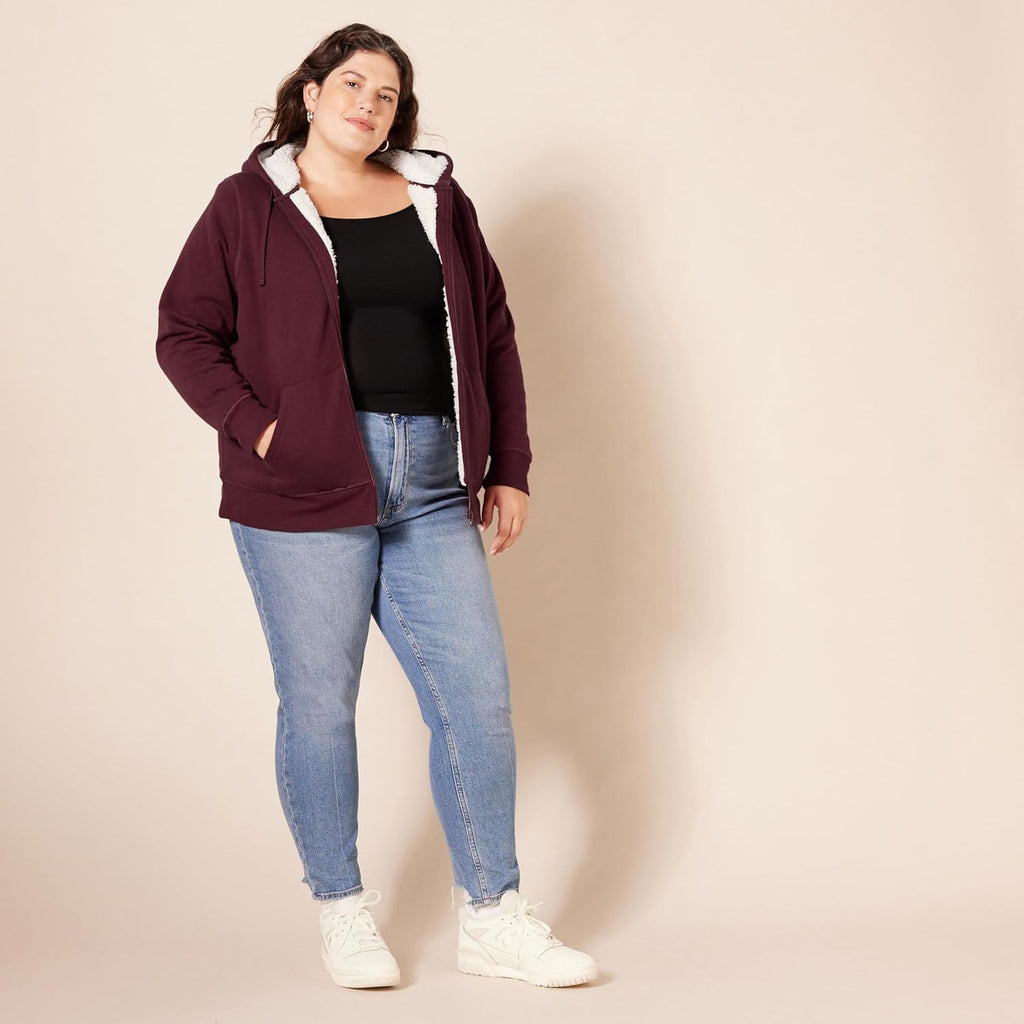 Women's Sherpa-Lined Fleece Full-Zip Hooded Jacket (Available in Plus Size)