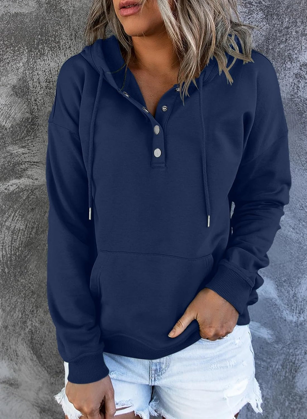 Women's Casual Hoodies Long Sleeve Solid Lightweight Pullover Tops Loose Sweatshirt with Pocket