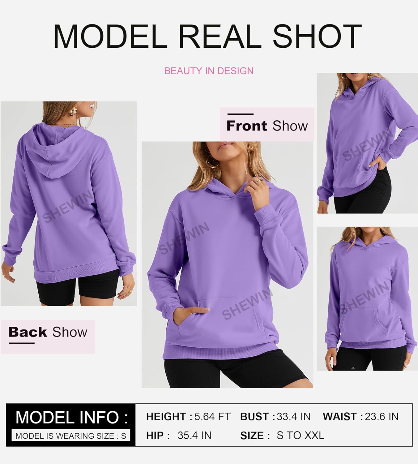 Women's Casual Hoodies Long Sleeve Solid Lightweight Pullover Tops Loose Sweatshirt with Pocket