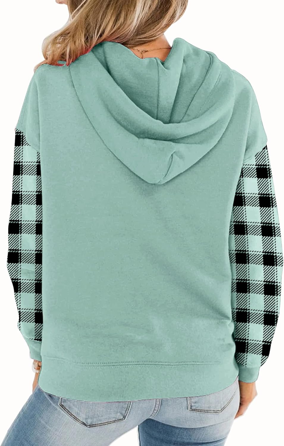 Womens Casual Hoodies Crew Neck Long Sleeve Sweatshirts with Pocket Lightweight Pullover Tops