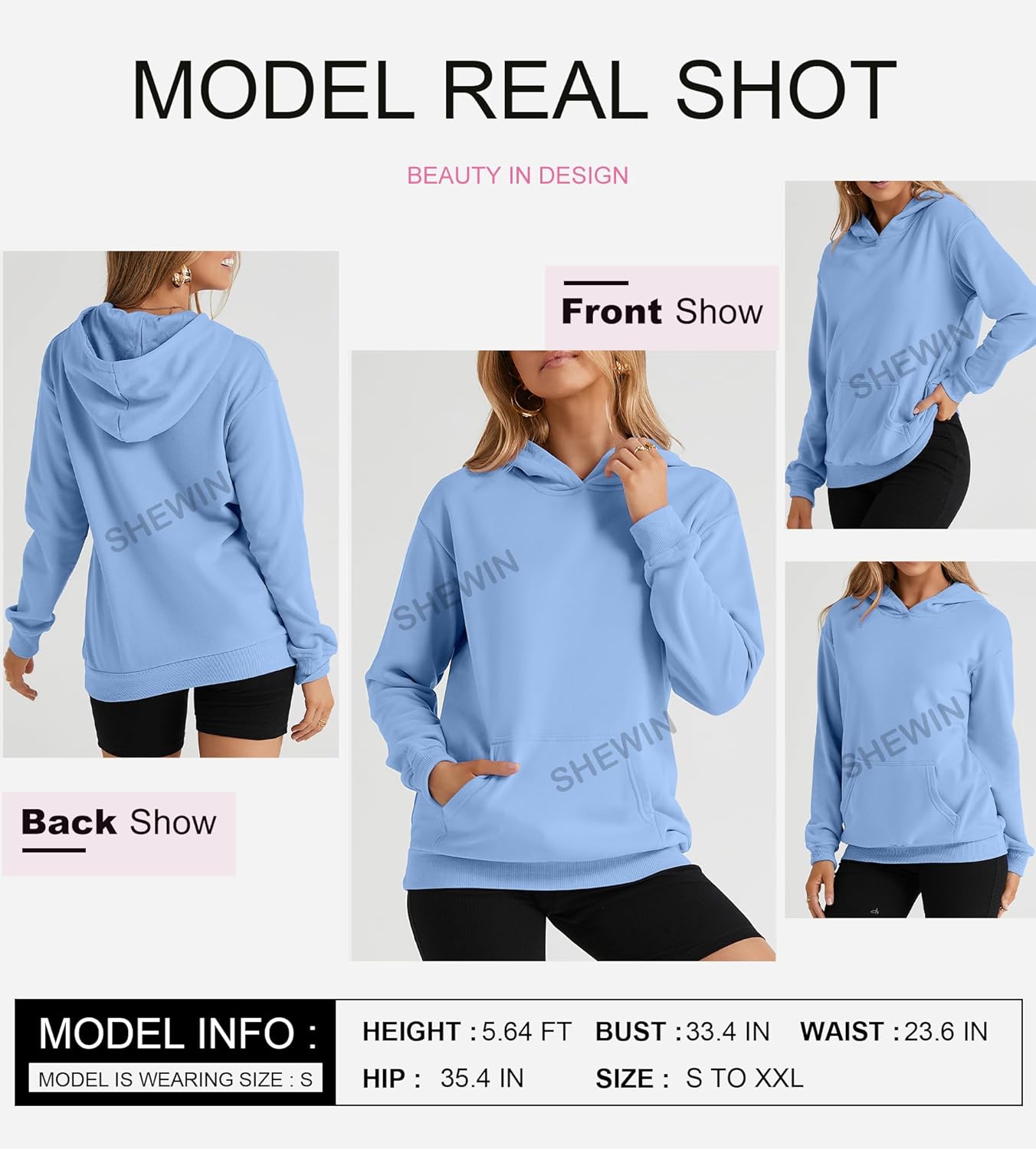 Women's Casual Hoodies Long Sleeve Solid Lightweight Pullover Tops Loose Sweatshirt with Pocket