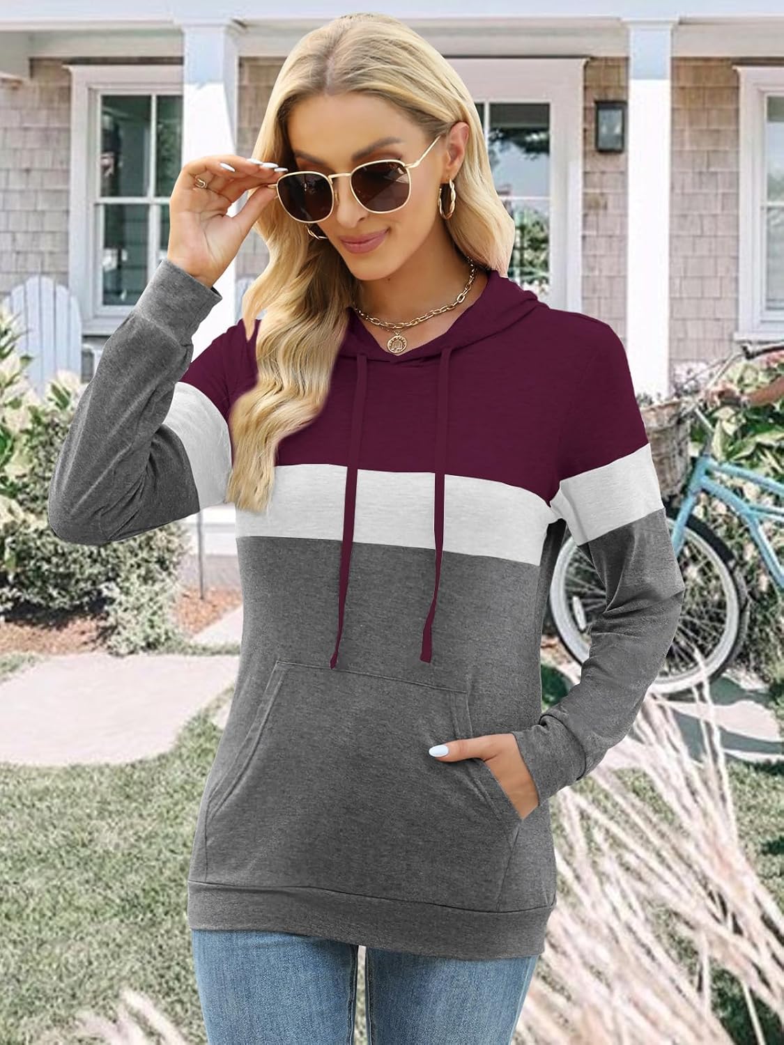 Women’s 2025 Fall Long Sleeve Hoodie Pullover Sweatshirt Lightweight Casual Tops Blouse