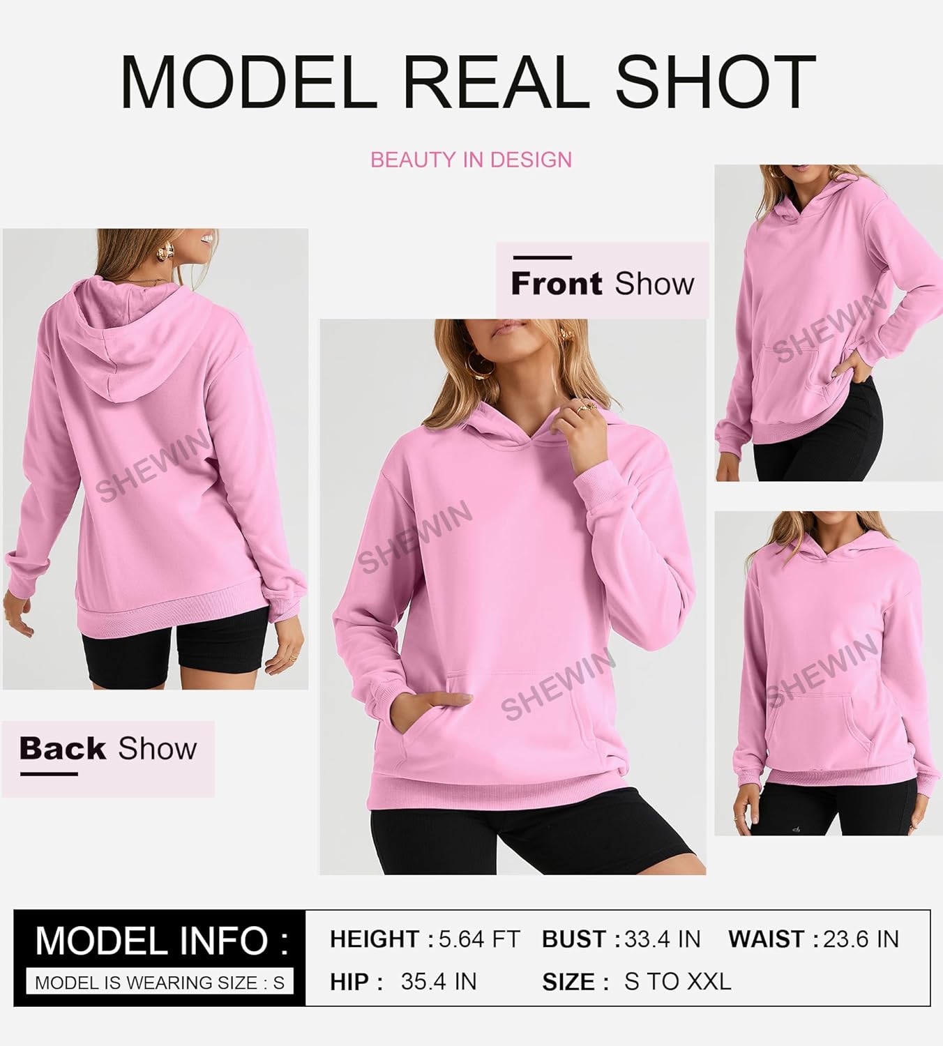 Women's Casual Hoodies Long Sleeve Solid Lightweight Pullover Tops Loose Sweatshirt with Pocket