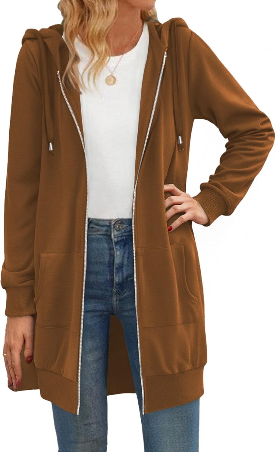 Zip Up Hoodies For Women Long Sleeve Oversized Sweatshirts Casual Lightweight Fleece Jackets With Pockets