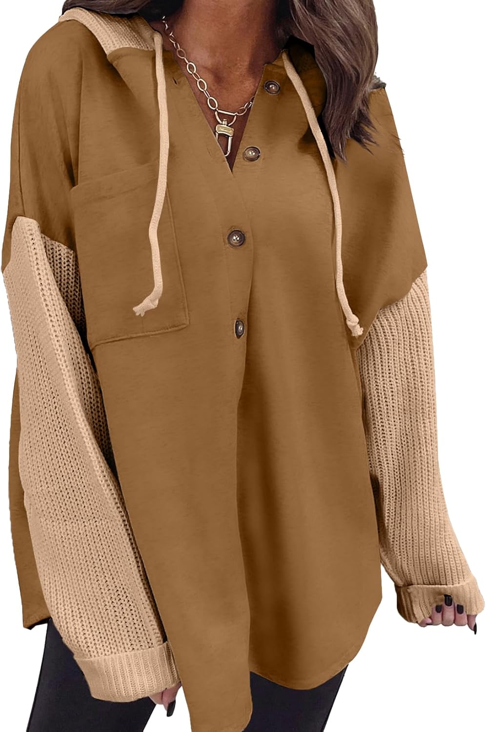 Oversized Sweatshirt for Women Loose Fit Casual Long Sleeve Button Hooded Sweatshirts Hoodies with Pocket