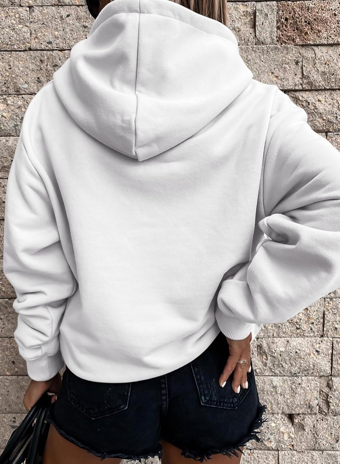 Women's Casual Hoodies Long Sleeve Solid Lightweight Pullover Tops Loose Sweatshirt with Pocket