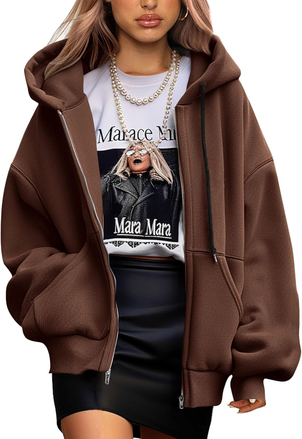 Women's 2025 Fall Oversized Hoodies Sweatshirt Long Sleeve Zip Up Pockets Loose Fit Y2K Winter Jackets Coat