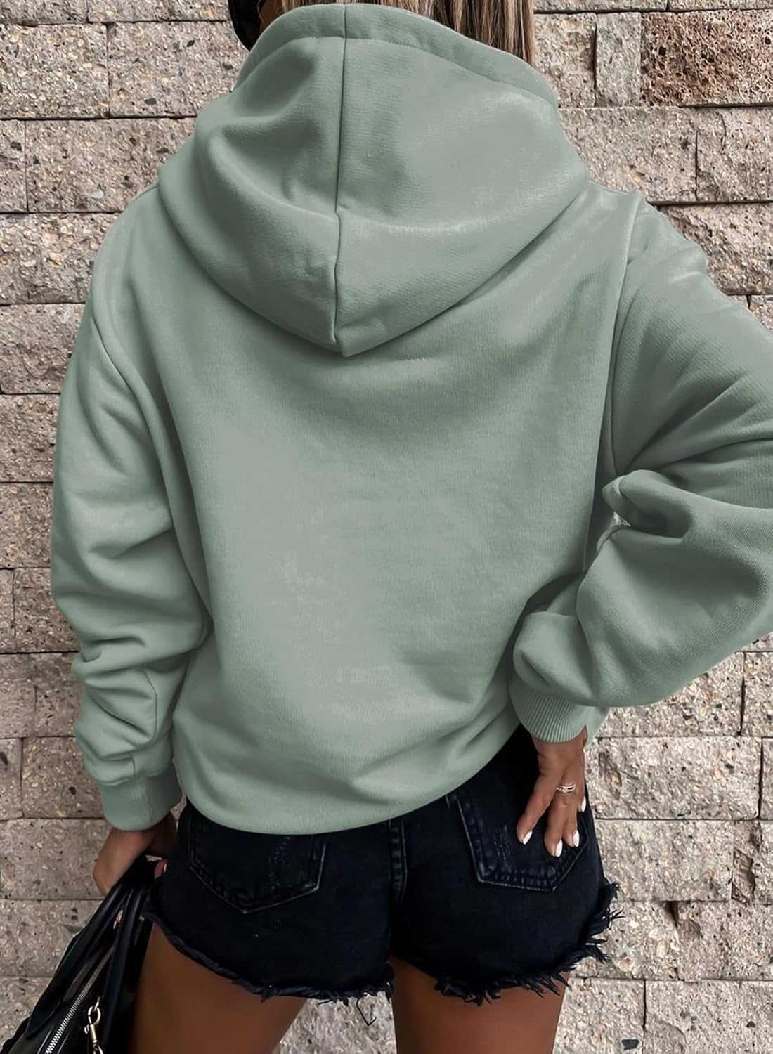 Women's Casual Hoodies Long Sleeve Solid Lightweight Pullover Tops Loose Sweatshirt with Pocket