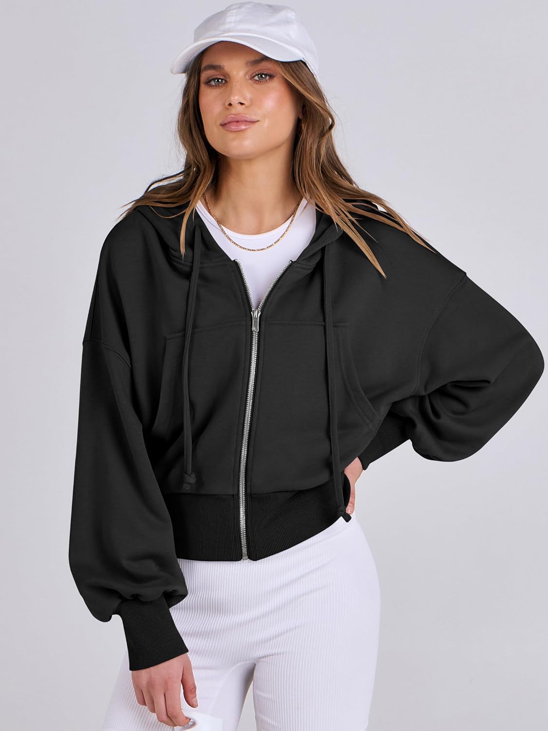 Womens Zip Up Hoodies Cropped Sweatshirts Casual Comfy Cute Zip Jackets Fashion Trendy Fall Outfits 2025 Y2K Clothes