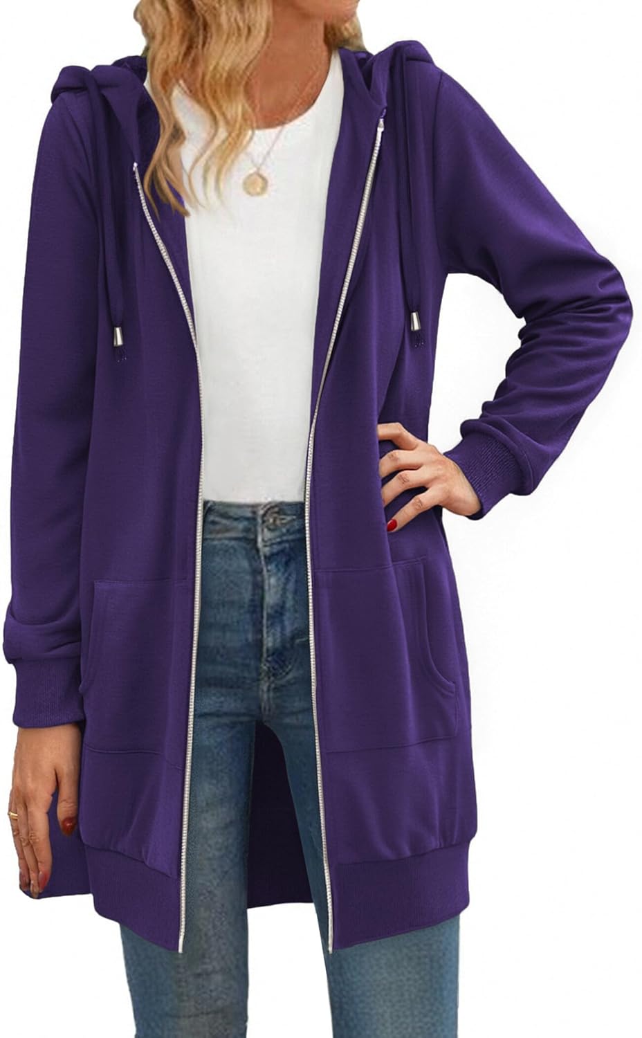 Zip Up Hoodies For Women Long Sleeve Oversized Sweatshirts Casual Lightweight Fleece Jackets With Pockets