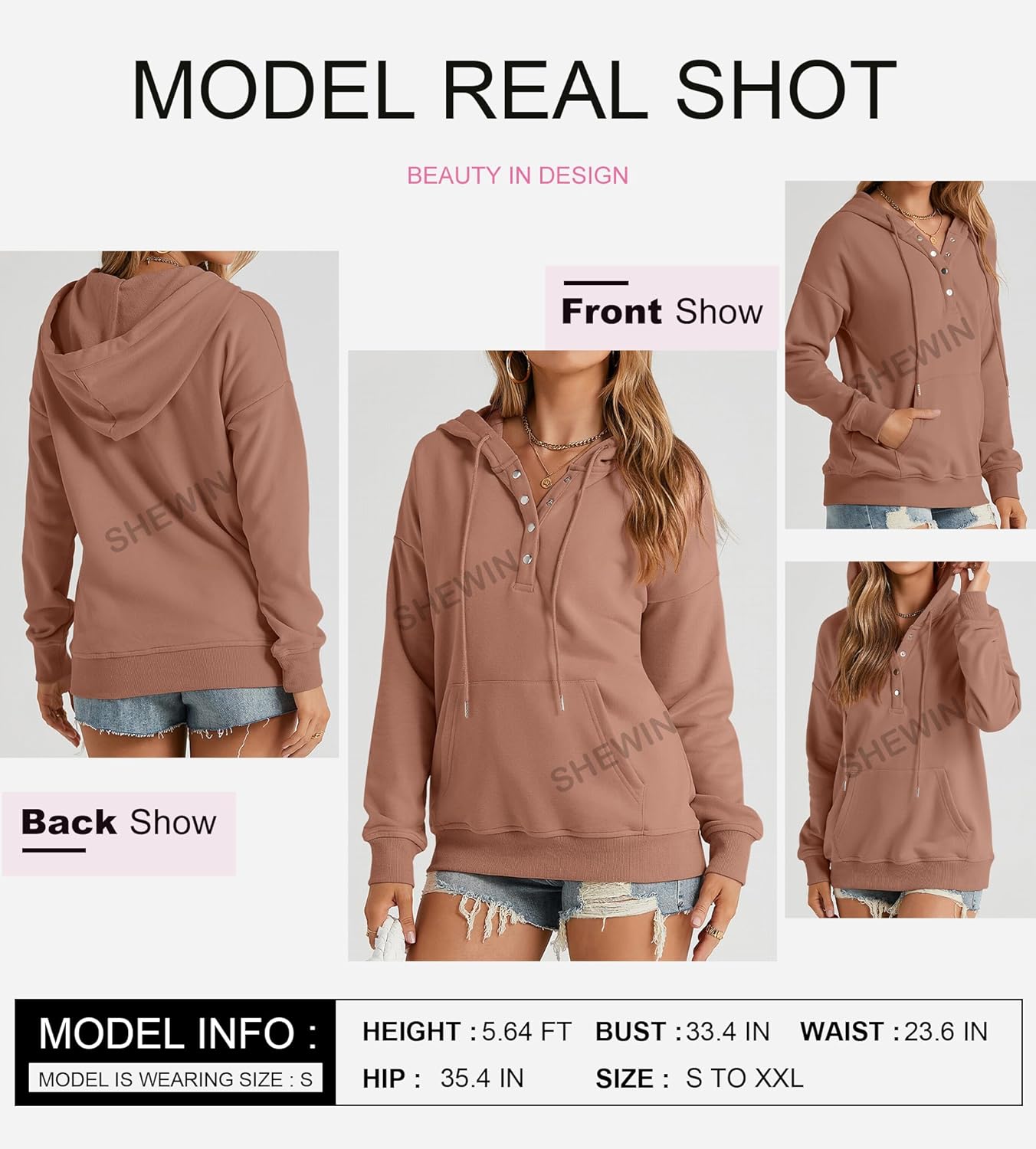 Women's Casual Hoodies Long Sleeve Solid Lightweight Pullover Tops Loose Sweatshirt with Pocket