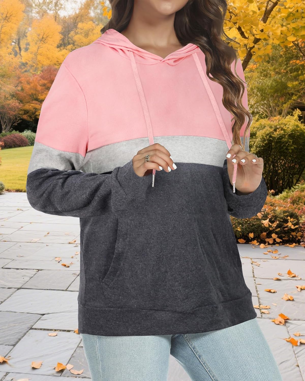 Women's Hoodies Long Sleeve Sweatshirts Drawstring Pullover Tops with Pocket Casual Loose Blouses Tunic