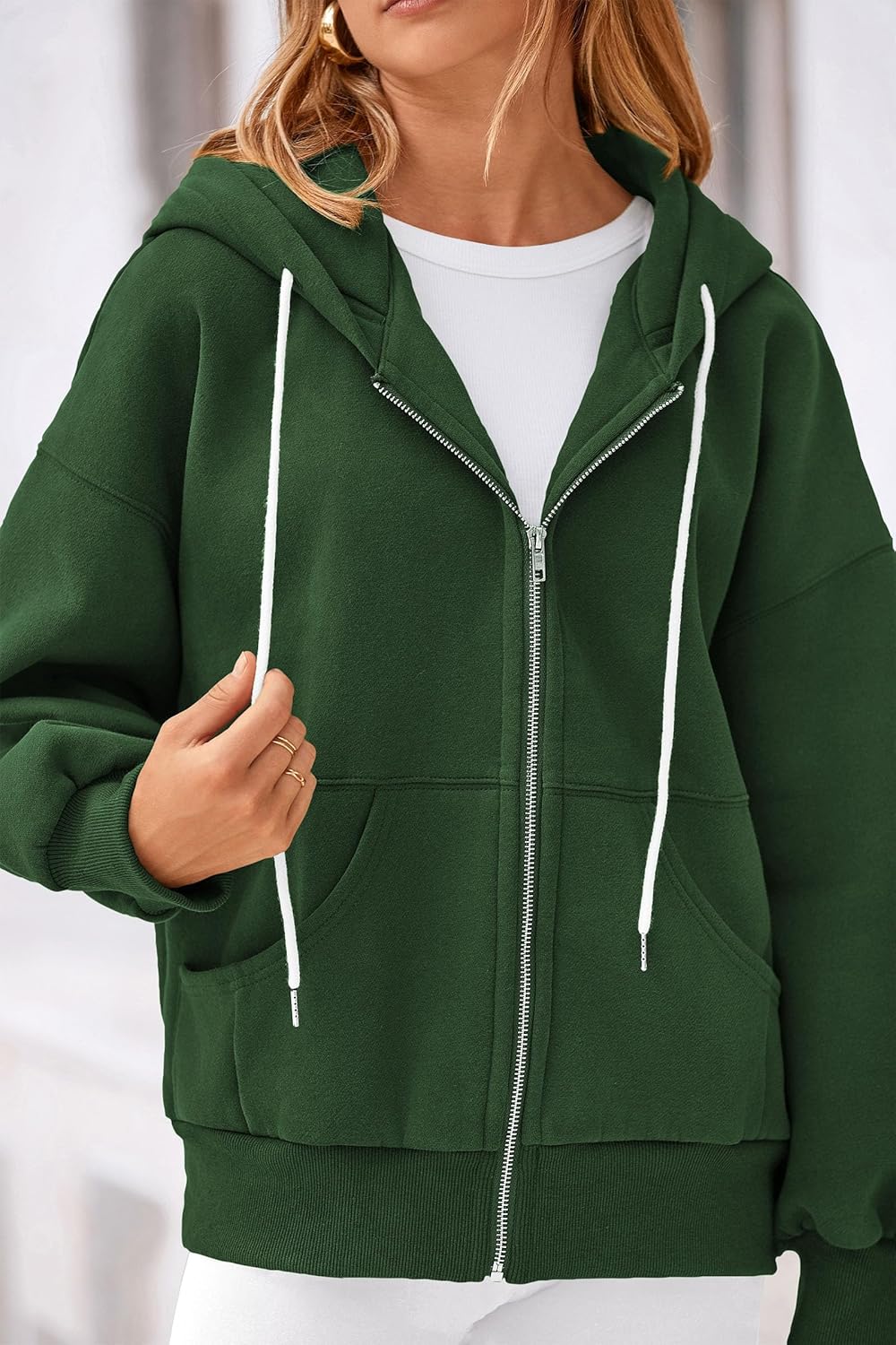 Women's 2025 Fall Oversized Hoodies Sweatshirt Long Sleeve Zip Up Pockets Loose Fit Y2K Winter Jackets Coat