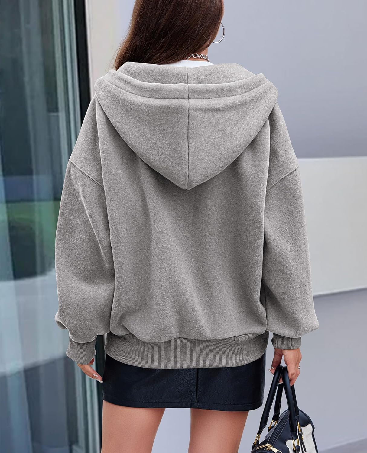 Women's 2025 Fall Oversized Hoodies Sweatshirt Long Sleeve Zip Up Pockets Loose Fit Y2K Winter Jackets Coat