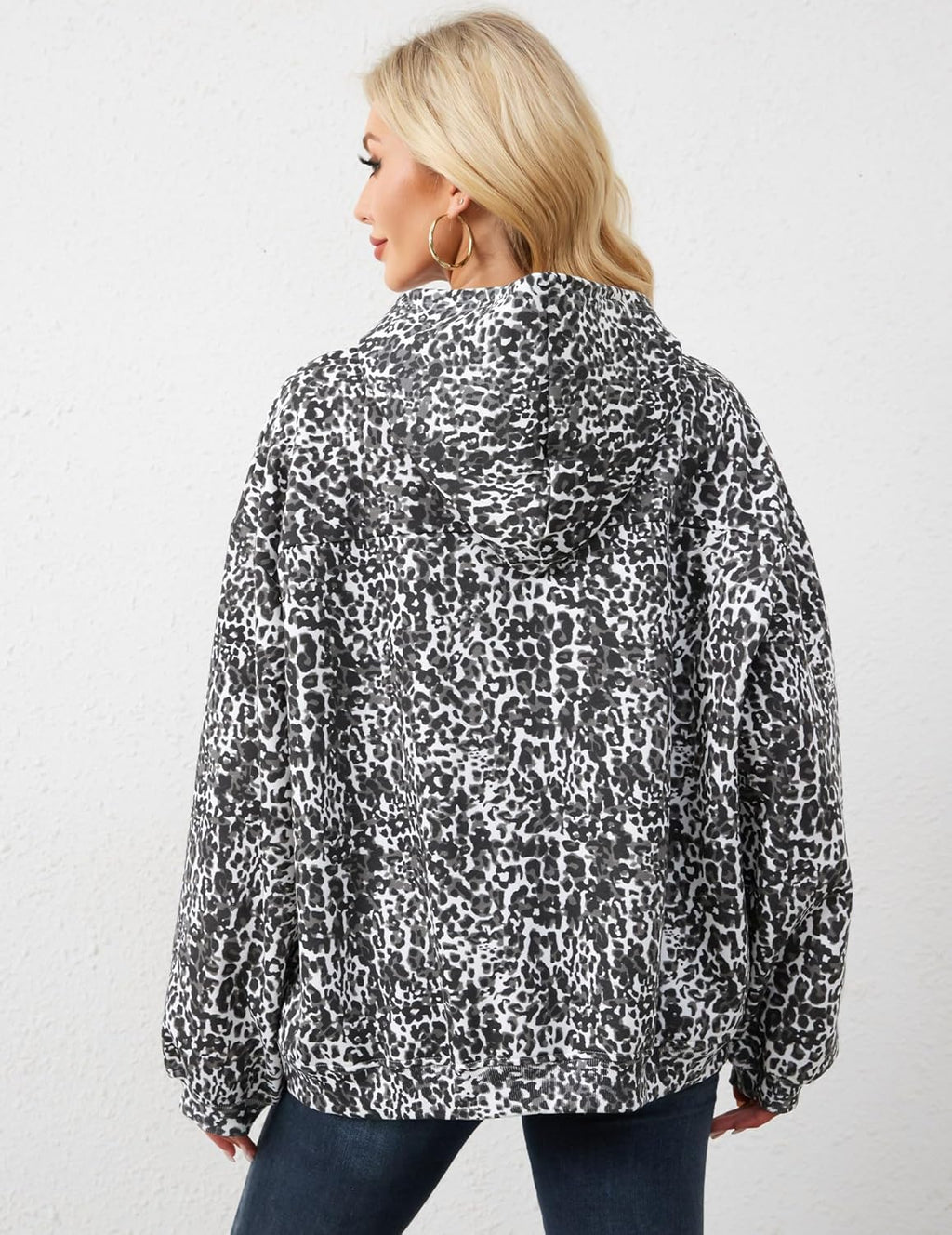 Womens Camo Hoodies Maple Leaf Print Oversized Hooded Sweatshirt Fleece Pullover Sweatshirts Long Sleeve with Pocket