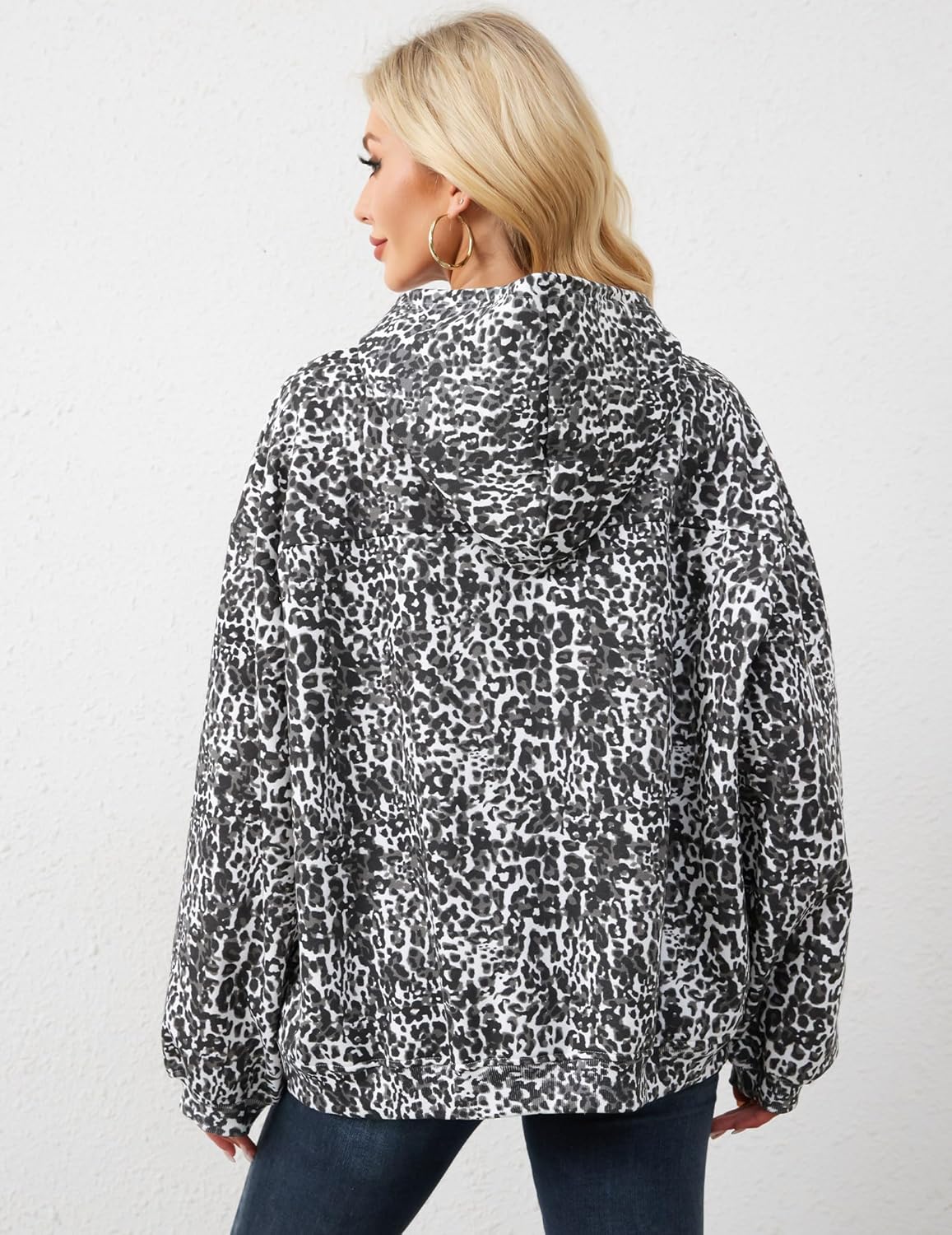 Womens Camo Hoodies Maple Leaf Print Oversized Hooded Sweatshirt Fleece Pullover Sweatshirts Long Sleeve with Pocket