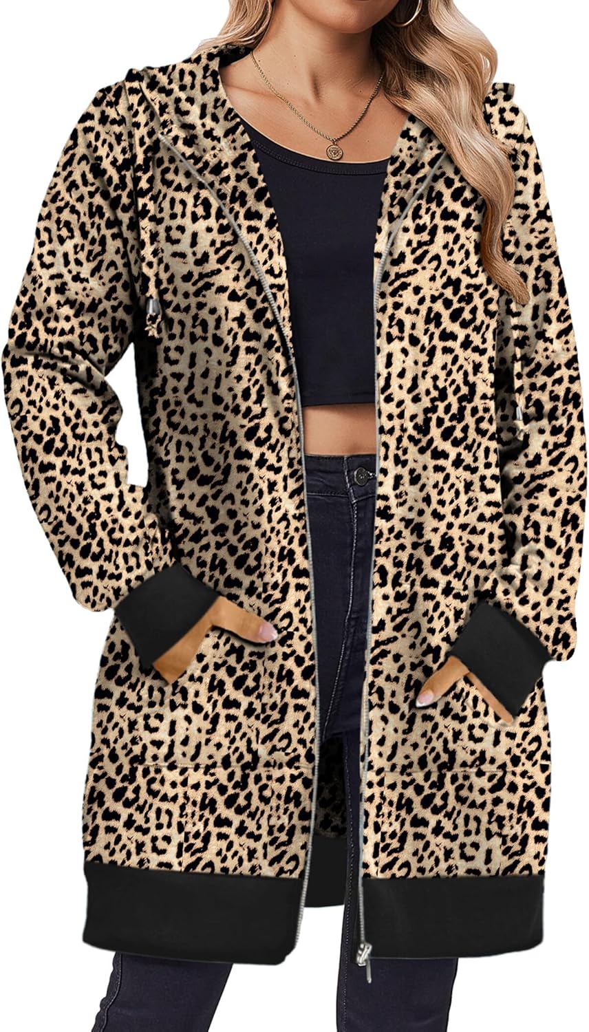 Zip Up Hoodies For Women Long Sleeve Oversized Sweatshirts Casual Lightweight Fleece Jackets With Pockets