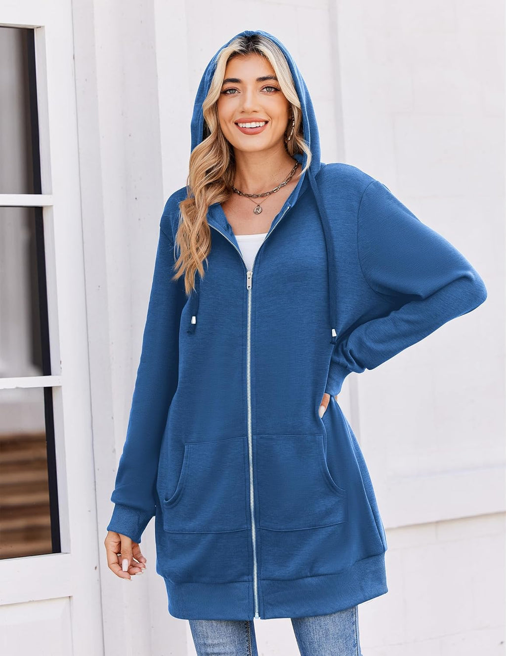 Zip Up Hoodies For Women Long Sleeve Oversized Sweatshirts Casual Lightweight Fleece Jackets With Pockets