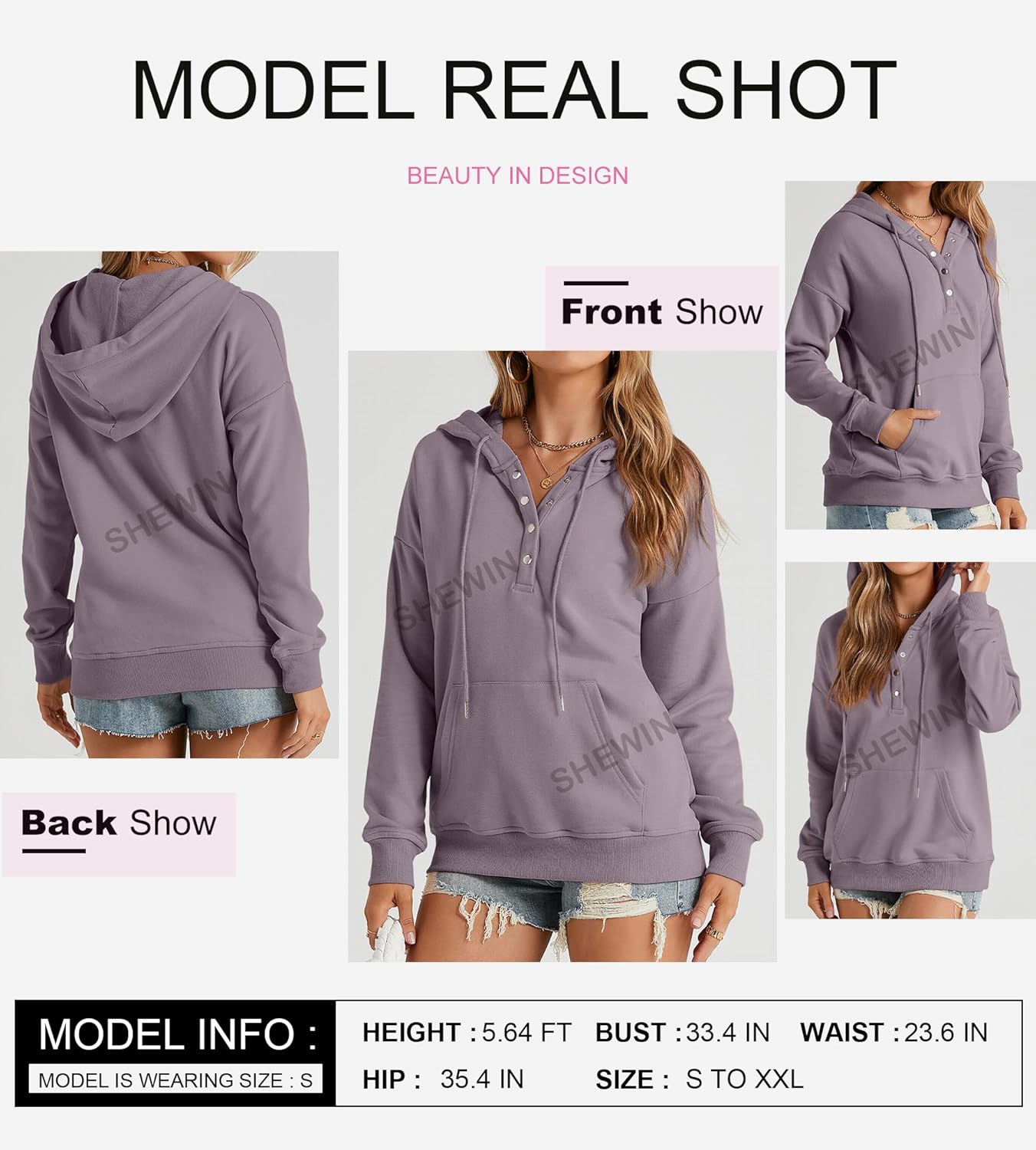 Women's Casual Hoodies Long Sleeve Solid Lightweight Pullover Tops Loose Sweatshirt with Pocket