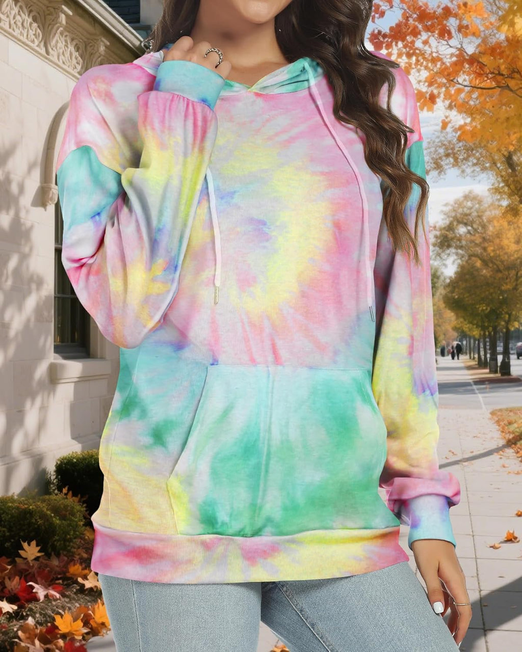 Women's Hoodies Long Sleeve Sweatshirts Drawstring Pullover Tops with Pocket Casual Loose Blouses Tunic