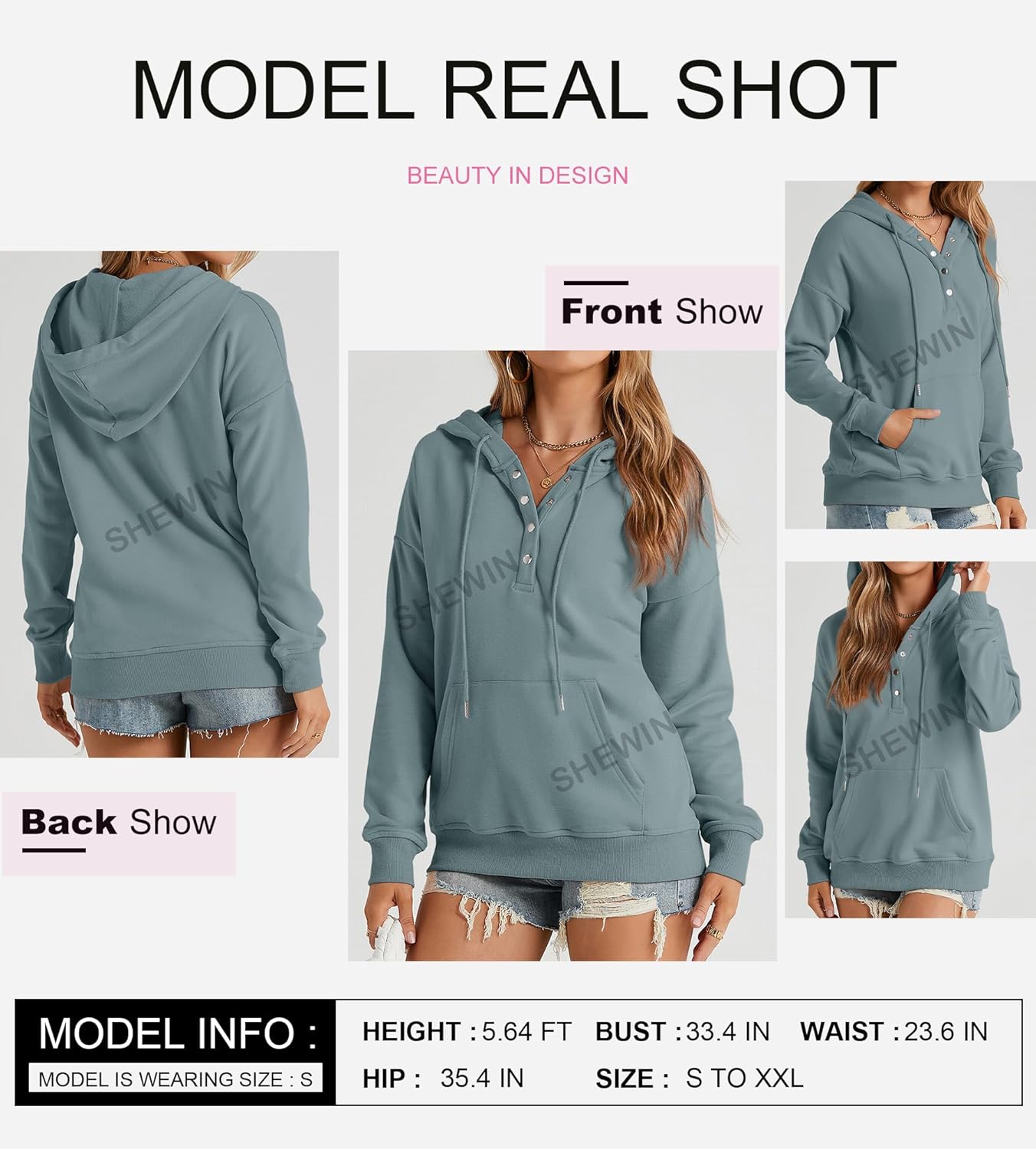 Women's Casual Hoodies Long Sleeve Solid Lightweight Pullover Tops Loose Sweatshirt with Pocket
