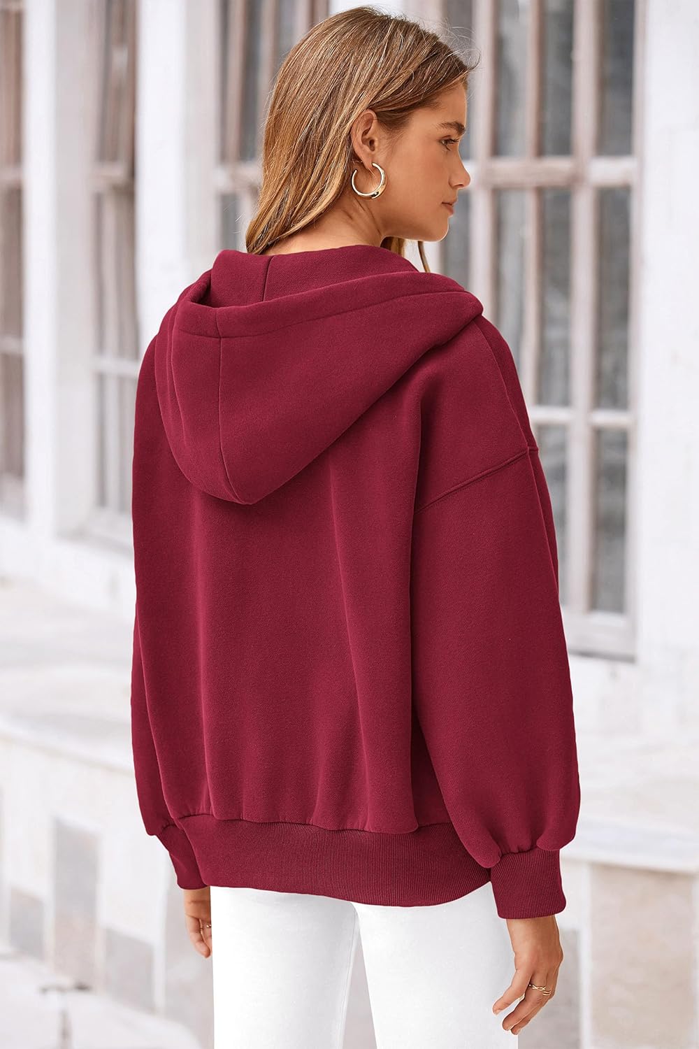 Women's 2025 Fall Oversized Hoodies Sweatshirt Long Sleeve Zip Up Pockets Loose Fit Y2K Winter Jackets Coat