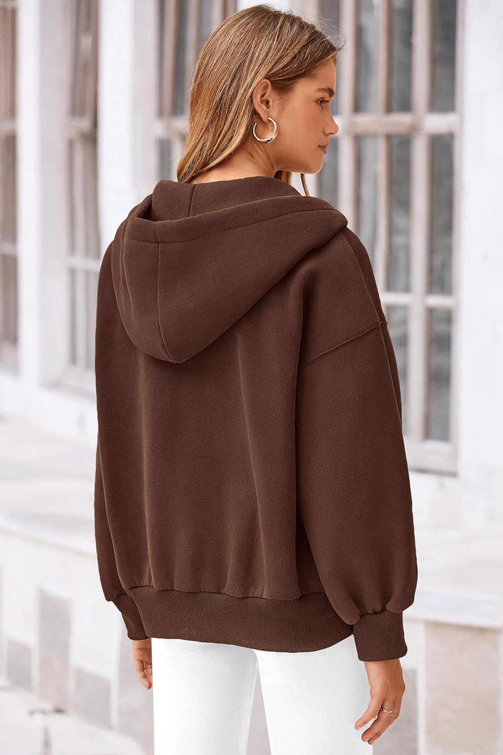 Women's 2025 Fall Oversized Hoodies Sweatshirt Long Sleeve Zip Up Pockets Loose Fit Y2K Winter Jackets Coat