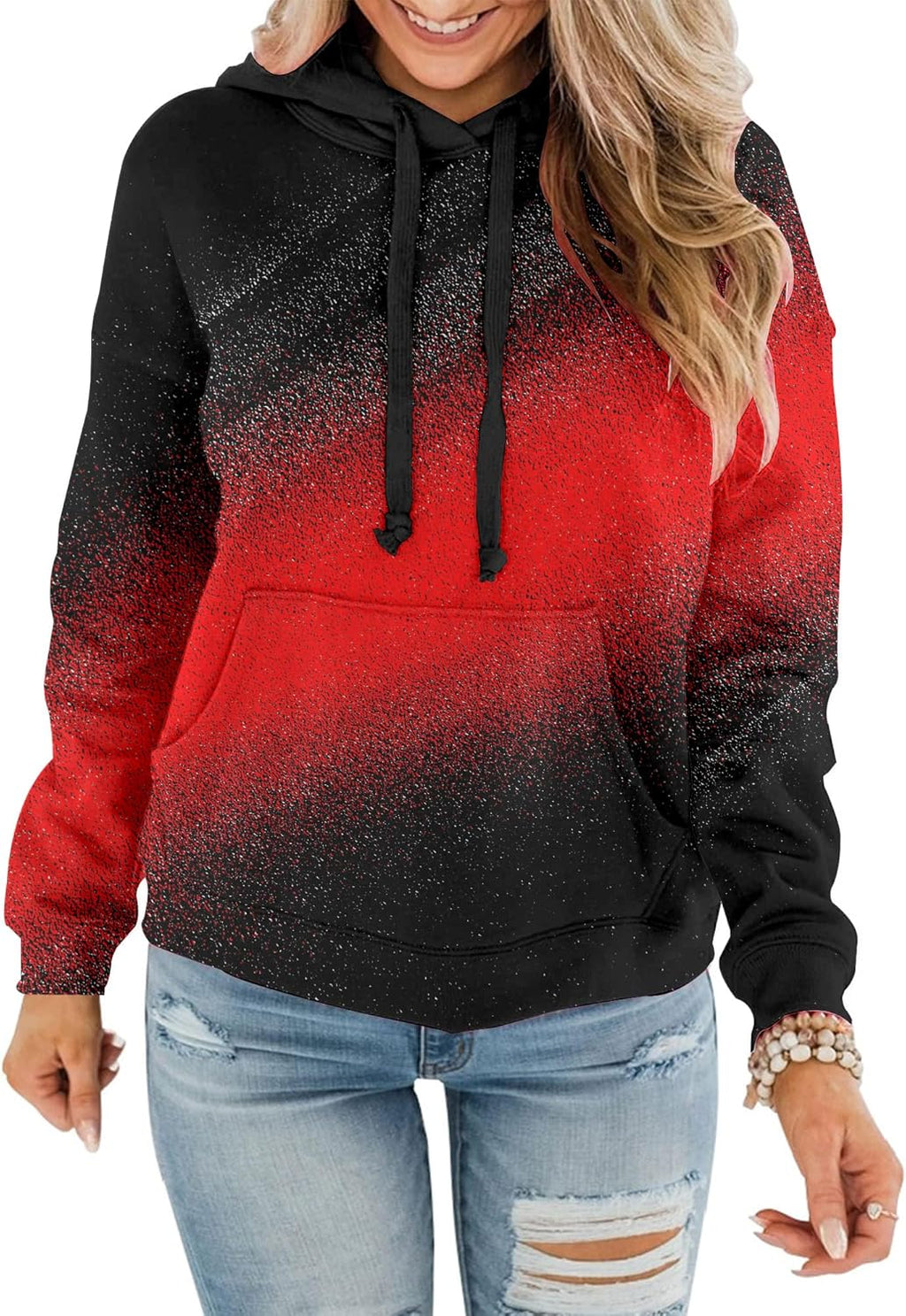 Womens Casual Hoodies Crew Neck Long Sleeve Sweatshirts with Pocket Lightweight Pullover Tops