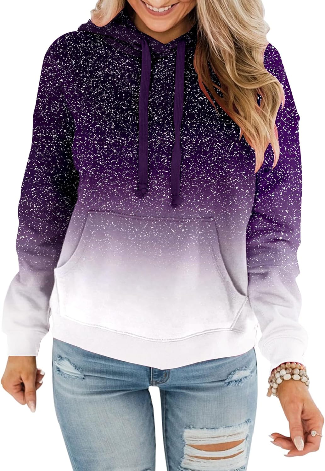 Womens Casual Hoodies Crew Neck Long Sleeve Sweatshirts with Pocket Lightweight Pullover Tops