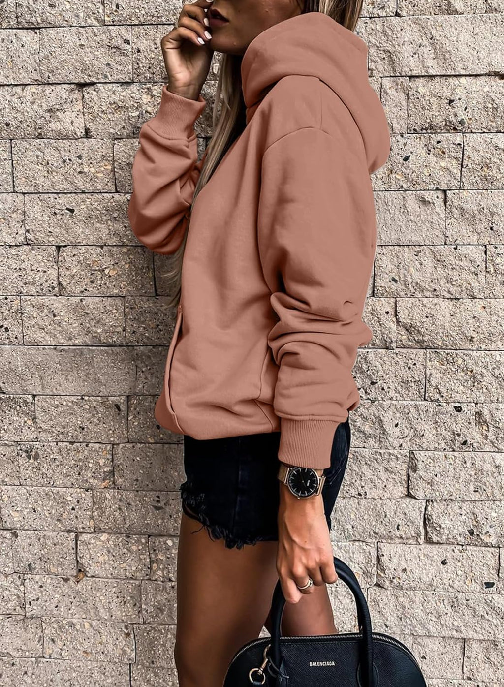 Women's Casual Hoodies Long Sleeve Solid Lightweight Pullover Tops Loose Sweatshirt with Pocket