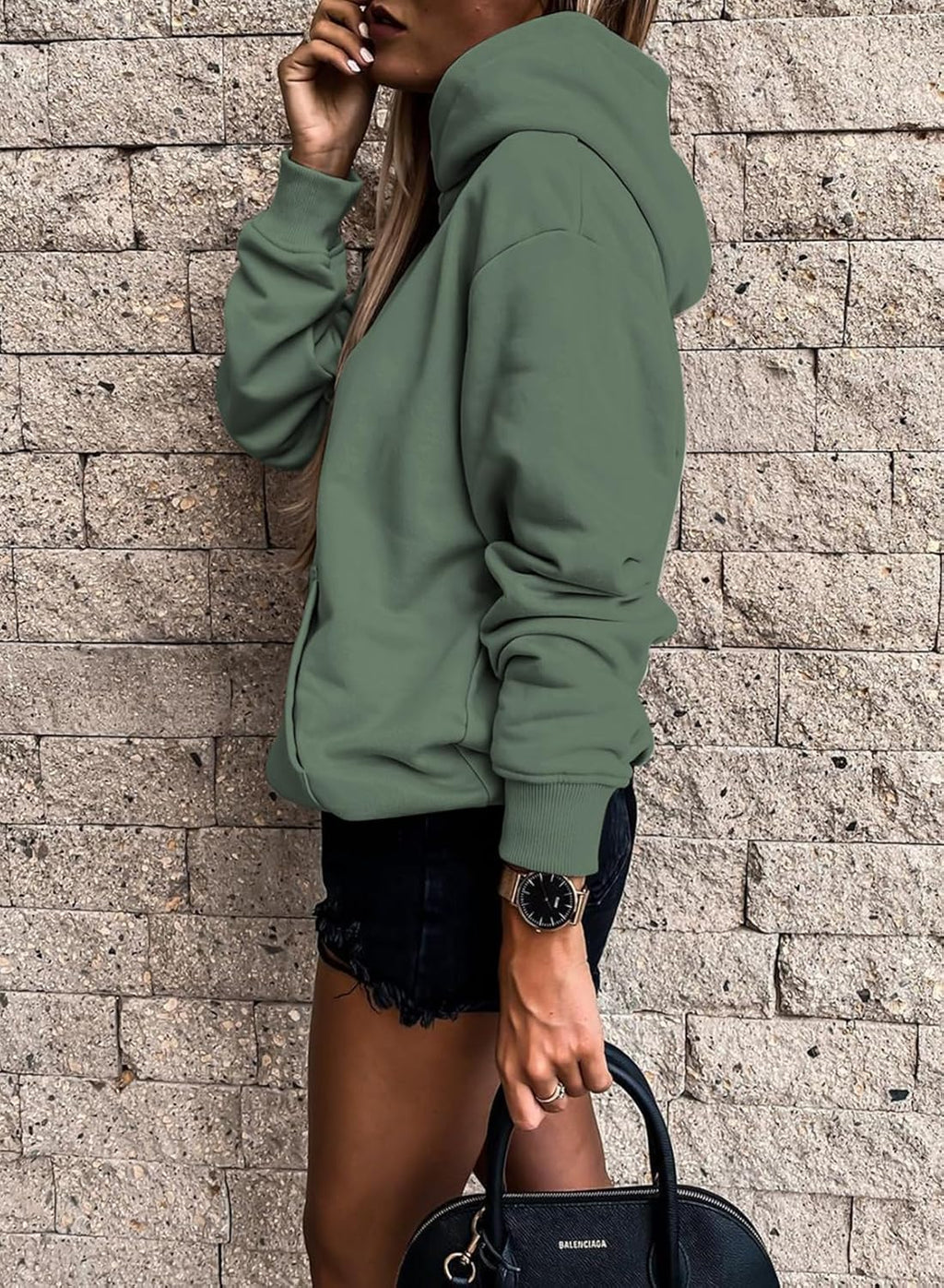 Women's Casual Hoodies Long Sleeve Solid Lightweight Pullover Tops Loose Sweatshirt with Pocket