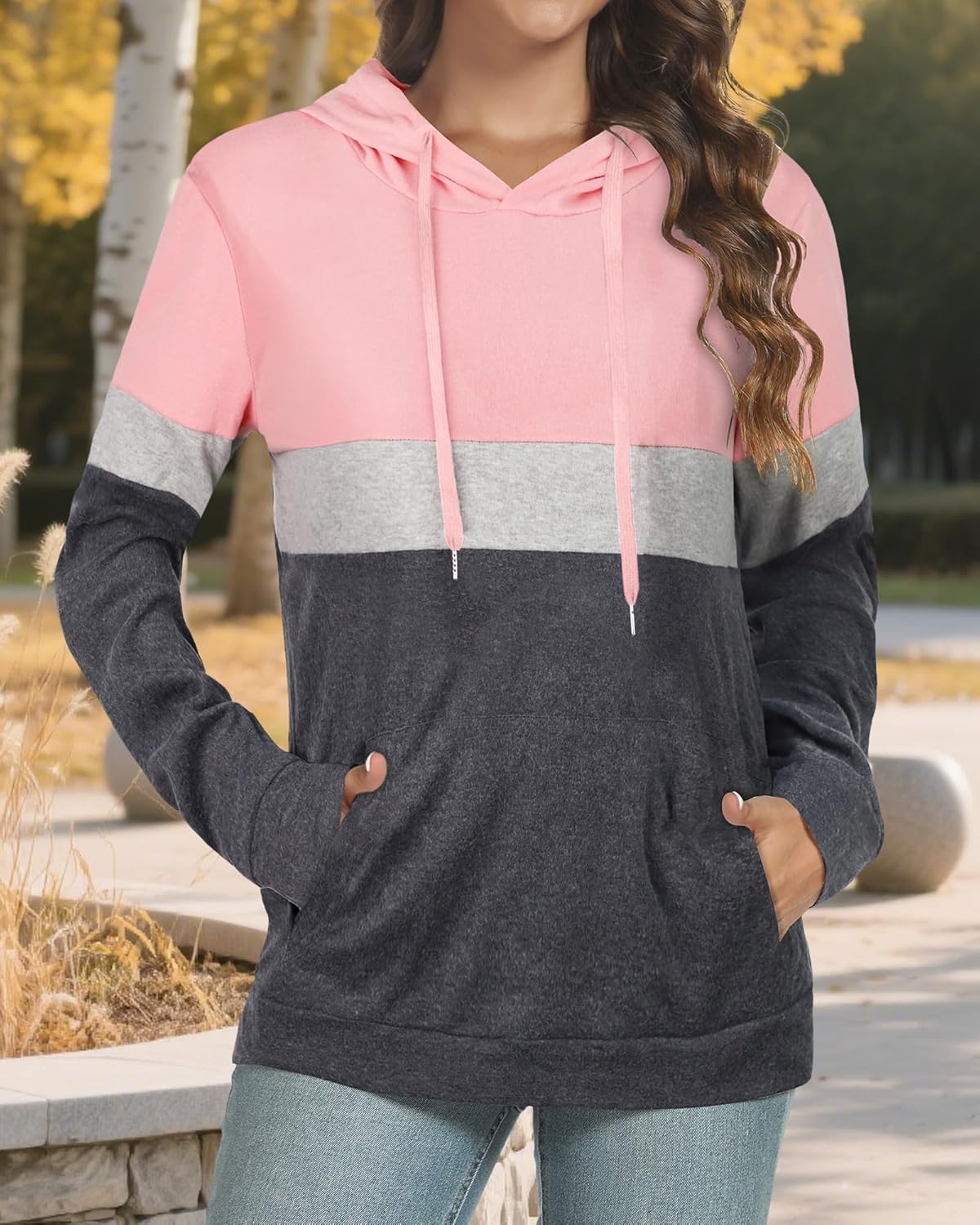 Women's Hoodies Long Sleeve Sweatshirts Drawstring Pullover Tops with Pocket Casual Loose Blouses Tunic